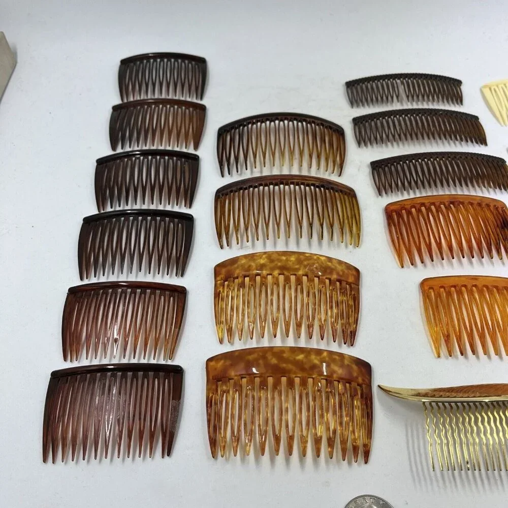 Goody Vintage Hair Combs Set Of 22 Brown‎ White Clear Tortoise 80s Grandma